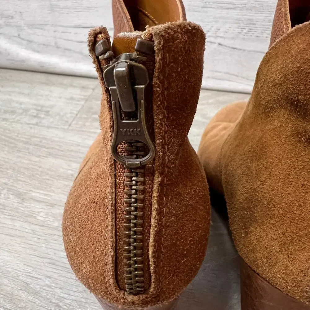 Kork-Ease Booties Womens Size 9M Brown Castanedo Suede Ankle Leather Block Heel